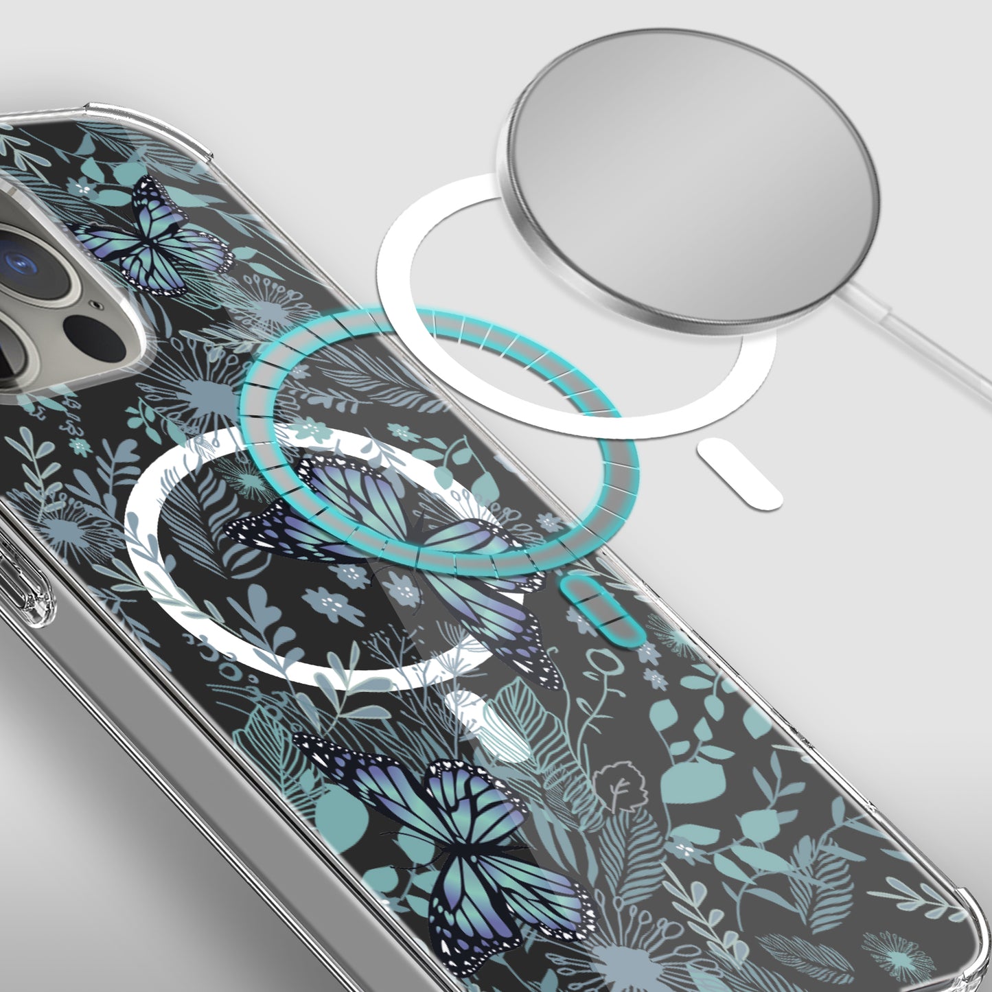 For Apple iPhone 13 Pro Max (6.7") Hybrid Flower Design Stylish Fashion Hard MagSafe Compatible Shockproof  Phone Case Cover