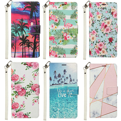 For Samsung Galaxy S22+ Plus Wallet Case PU Leather Design Pattern with Credit Card Slot Strap, Stand Folio Pouch Pink Marble Phone Case Cover