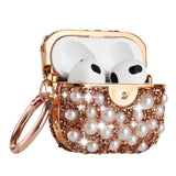 For Apple AirPods Pro Pearl Diamond Glitter Hybrid Bling Crystal Rhinestone Protective Accessories with Keychain  Phone Case Cover