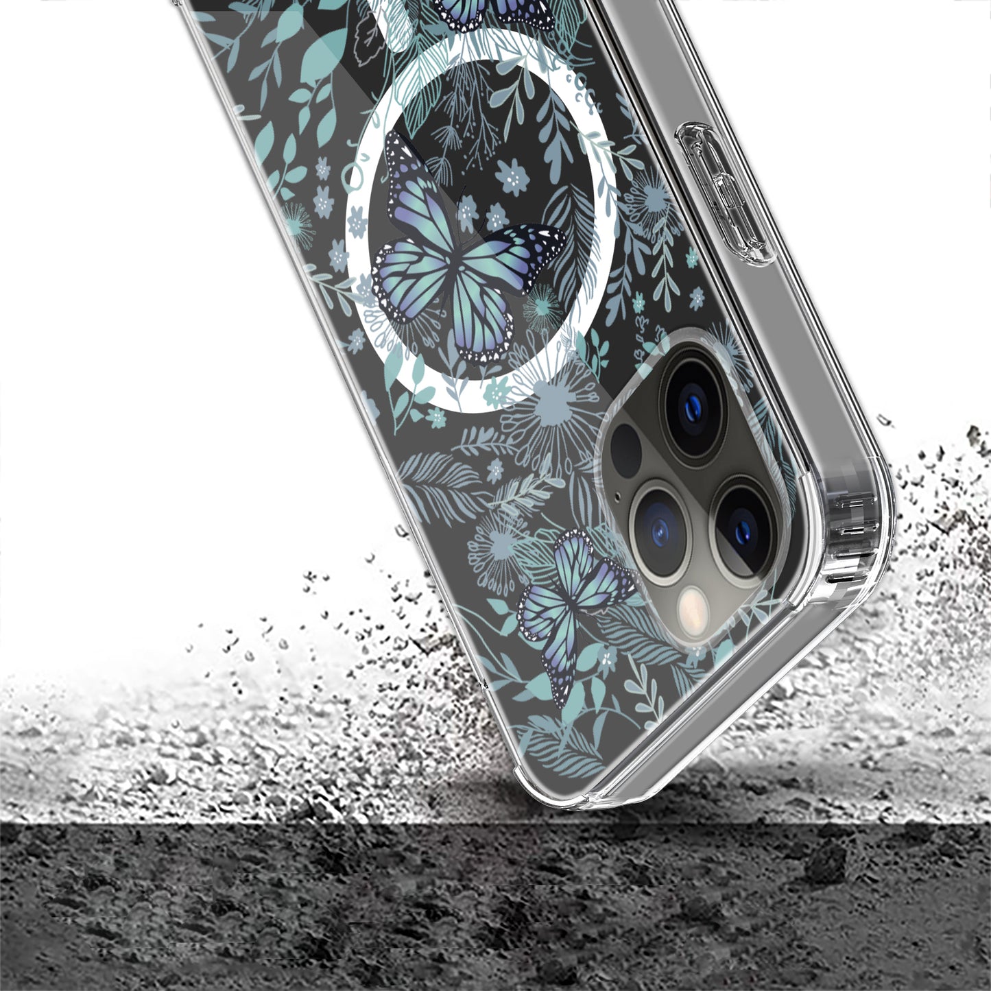 For Apple iPhone 13 Pro (6.1") Hybrid Flower Design Stylish Fashion Cases MagSafe Compatible Hard PC Shockproof  Phone Case Cover
