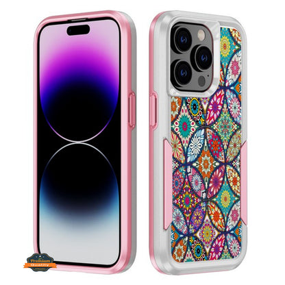 For Apple iPhone 14 /Plus Pro Max Pattern Design Hybrid Bumper Rugged Dual Layer Heavy-Duty Military-Grade  Phone Case Cover