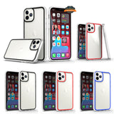 For Apple iPhone 13 Pro (6.1") Ultra Slim Fit Transparent Colored Frame Bumper Hard PC Back Rubber TPU Hybrid Rugged  Phone Case Cover