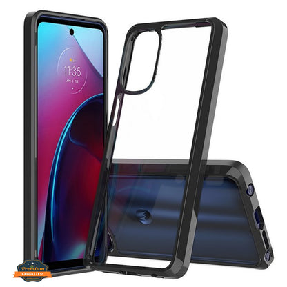 For Motorola Edge+ Plus 2023 Crystal HD Clear Back Panel + TPU Bumper Frame Hybrid Thin Slim Hard Shockproof Defender  Phone Case Cover