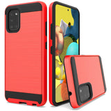 For Samsung Galaxy A71 5G Hybrid Rugged Brushed Metallic Design [Soft TPU + Hard PC] Dual Layer Shockproof Armor Impact Slim Red Phone Case Cover