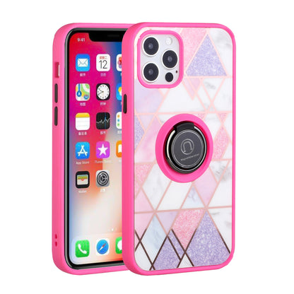 For Apple iPhone 14 Pro Max (6.7") Unique Marble Design with Magnetic Ring Kickstand Hybrid TPU Hard Shockproof  Phone Case Cover