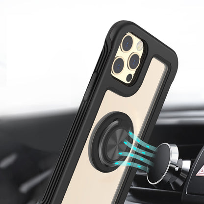 For Samsung Galaxy S22+ Plus Transparent Magnetic Ring Stand Hybrid with 360 Degree Rotation Kickstand Armor Bumper Defender  Phone Case Cover