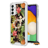 For Samsung Galaxy A13 5G Fashion Design Pattern Flowers Hybrid Ring Kickstand Bling Diamond Hard PC + TPU  Phone Case Cover