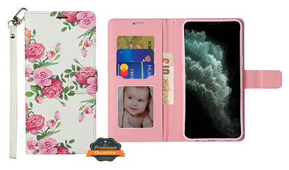 For Apple iPhone 14 Pro (6.1") Wallet Leather Design Pattern with Credit Card Slot, Stand Magnetic Folio Pouch  Phone Case Cover