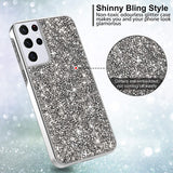 For Apple iPhone 13 Pro Max (6.7") Bling Rhinestone Diamond Shiny Glitter Hybrid Bumper Dual Layer Defender Rugged Shell Hard PC Soft TPU Rubber Protective  Phone Case Cover