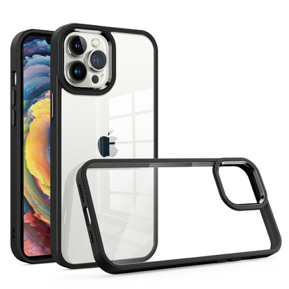 For Apple iPhone 14 Plus (6.7") Slim Fit Hybrid Transparent Thick Acrylic with Metal Buttons Frame Protective  Phone Case Cover