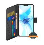 For Apple iPhone 8 Plus/7 Plus/6 6S Plus Wallet Case with Credit Card Holder, PU Leather Flip Pouch Kickstand & Strap TPU Black Phone Case Cover