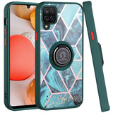 For Samsung Galaxy A42 5G Unique Marble Design with Magnetic Ring Kickstand Holder Hybrid TPU Hard PC Shockproof Armor  Phone Case Cover