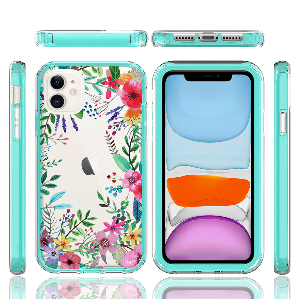 For Apple iPhone 14 (6.1") Beautiful Design 3 in 1 Hybrid Triple Layer Armor Hard PC Plastic Rubber TPU Frame  Phone Case Cover
