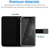 For Apple iPhone 11 Pro Max (6.5") luxurious PU leather Wallet 6 Card Slots Pocket folio Wrist Strap & Kickstand Pouch Flip  Phone Case Cover