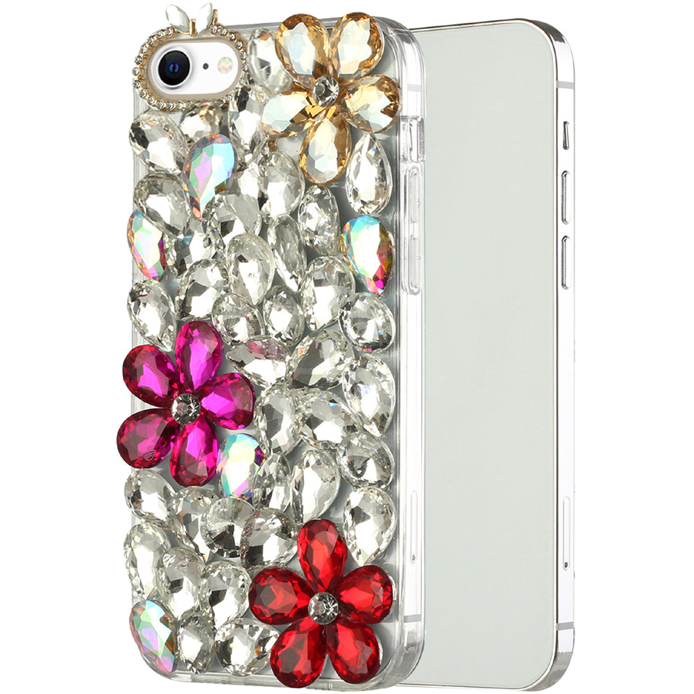 For Apple iPhone XR Bling Clear Crystal 3D Full Diamonds Luxury Sparkle Transparent Rhinestone Hybrid Bumper  Phone Case Cover