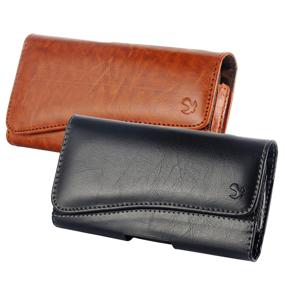 For Nokia C200 Universal Horizontal Leather Case Belt Clip Holster with Clip Loops Cell Phone Carrying Pouch [Magnetic Closure] [Brown]