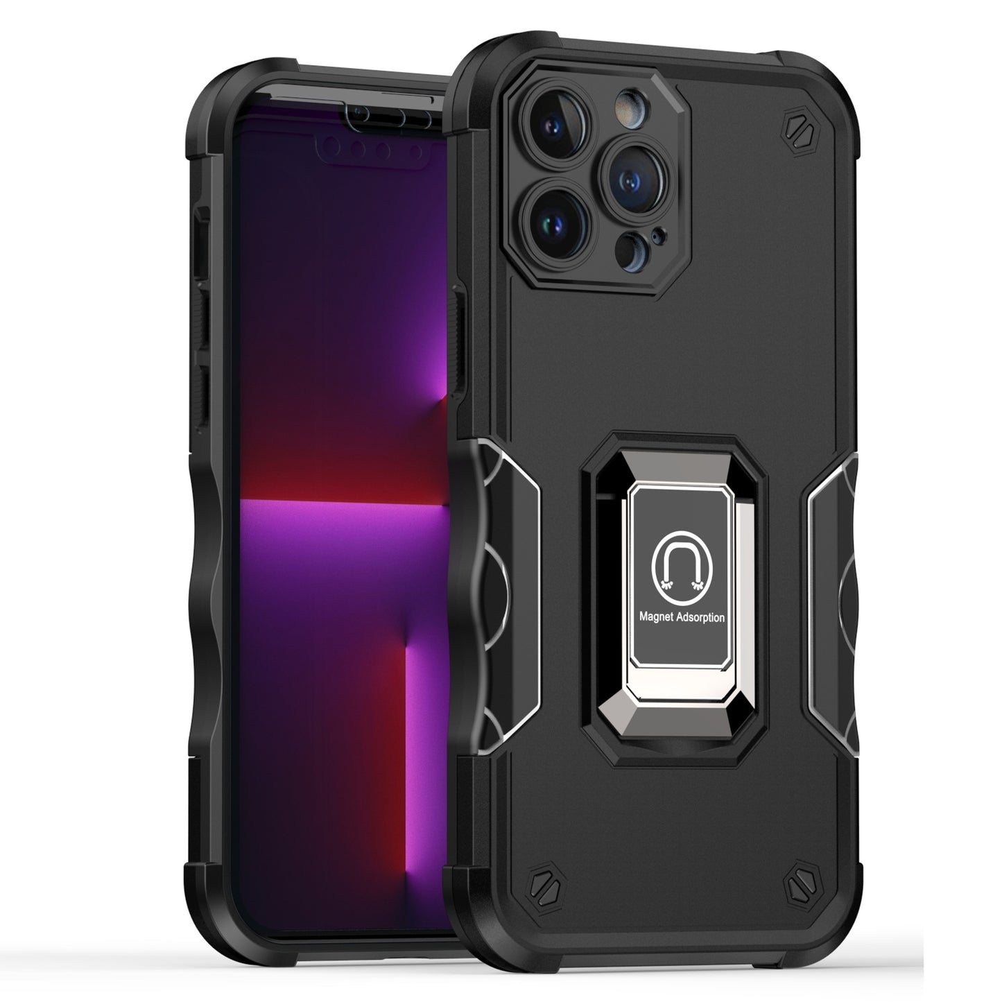 For Samsung Galaxy A33 5G Hybrid Hard PC Soft TPU Bumper with Magnetic Ring Stand Holder Military-Grade Drop Protection  Phone Case Cover