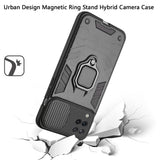 For Samsung Galaxy A12 5G Kickstand Hybrid with Slide Camera Protector, Built-in 360° Rotate Ring Stand Magnetic PC & TPU Bumper  Phone Case Cover