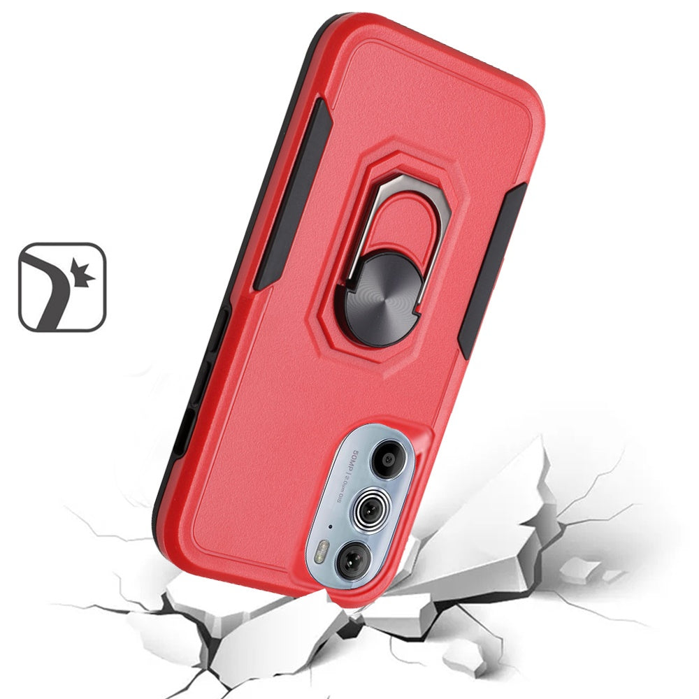 For Motorola Edge+ 2022 /Edge Plus Hybrid Rugged Hard Drop-Proof Protection Military Grade Armor with Metal Ring Stand  Phone Case Cover