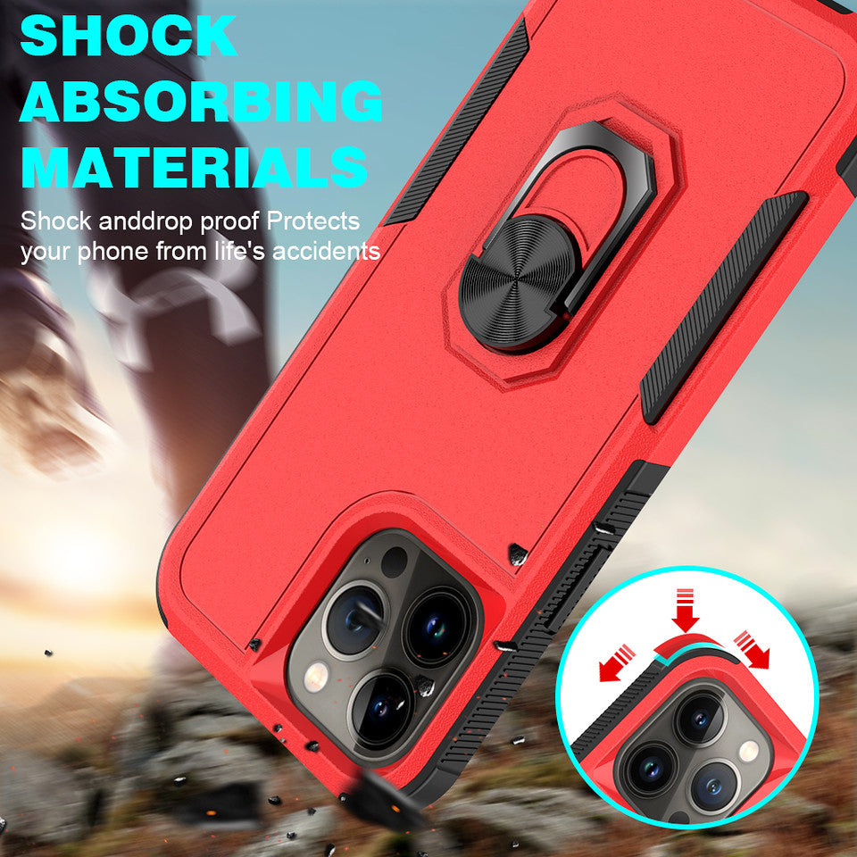For Apple iPhone 14 /Plus Pro Max Ring Holder Stand, Support Magnetic Car Mount, Hard PC Back TPU Hybrid Shockproof  Phone Case Cover