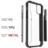 For Samsung Galaxy A71 5G Hybrid Aluminum Alloy Metal Clear Transparent Back Hard PC TPU Bumper Frame Armor Shockproof Black Phone Case Cover