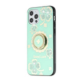For OnePlus Nord N20 5G Diamond Bling Sparkly Glitter Ornaments Hybrid with Ring Kickstand Rugged Fashion Teal Good Luck Floral Phone Case Cover