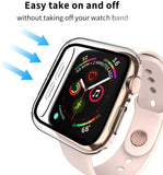 For Apple Watch 44mm Series SE 6 Crystal Clear Screen Protector Snap-on Full Cover Shell Rubber TPU + Hard PC Frame for iWatch Series SE/6/5/4 Clear Phone Case Cover