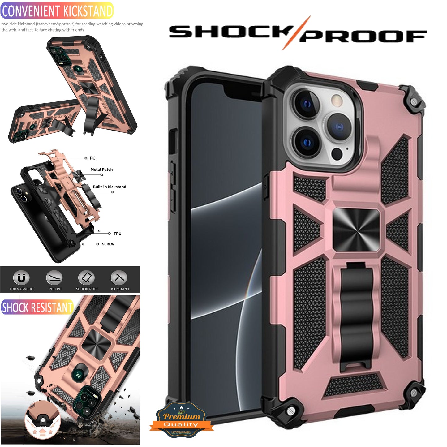 For Motorola Moto G Stylus 5G 2021 Built in Magnetic Kickstand, Military Hybrid Bumper Heavy Duty Dual Layers Rugged  Phone Case Cover