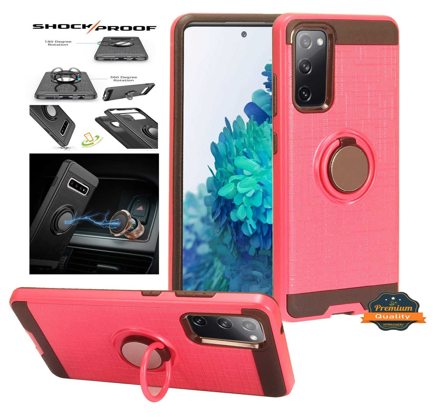 For Samsung Galaxy S22 Ultra Hybrid 360° Ring Armor Shockproof Dual Layers 2in1 with Ring Stand for Magnetic Car Mount  Phone Case Cover