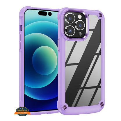For Apple iPhone 14 /Pro Max Heavy Duty Hybrid Clear back Shield Hard TPU Bumper Edge Frame Shockproof Protective  Phone Case Cover