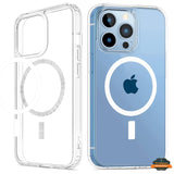 For Apple iPhone 13/12 Pro Max Mini Magnetic Case Compatible with Magsafe Wireless Chager & Card Wallet Transparent  Phone Case Cover