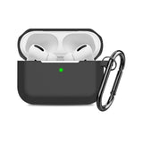 For Apple AirPods Pro Full Protective Silicone TPU Skin Accessories with Keychain [Front LED Visible] Hybrid Shockproof Black