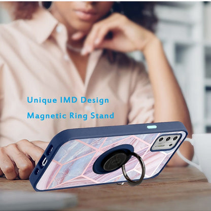For Motorola Moto G Stylus 5G 2022 Marble Design with Magnetic Ring Kickstand Holder Hybrid TPU Hard PC Shockproof  Phone Case Cover