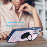 For Samsung Galaxy A53 5G Unique Marble Design with Magnetic Ring Kickstand Holder Hybrid TPU Hard PC Shockproof Armor  Phone Case Cover