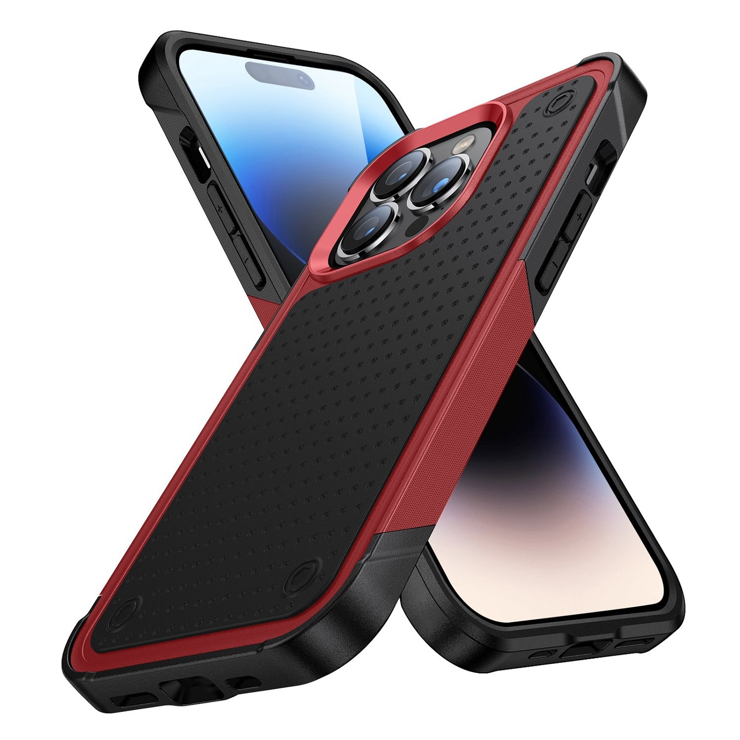 For Apple iPhone 14 /Plus Pro Max Heavy Duty Hybrid Armor Rubber TPU Hard Drop Proof Dot Rugged Tough Durable  Phone Case Cover