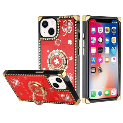 For Apple iPhone 13 Pro Max (6.7") Fashion Square Hearts Diamond Bling Sparkly Glitter Ornaments with Ring Stand  Phone Case Cover