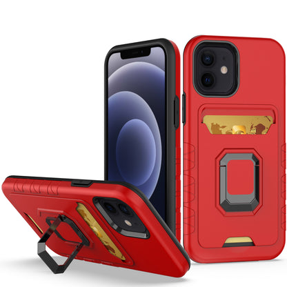 For Apple iPhone 14 (6.1") Wallet Designed with Credit Card Holder & Magnetic Stand Kickstand Ring Heavy Duty Hybrid  Phone Case Cover
