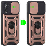 For Samsung Galaxy A13 5G Hybrid Cases with Slide Camera Lens Cover and Ring Holder Kickstand Rugged Dual Layer Heavy Duty  Phone Case Cover