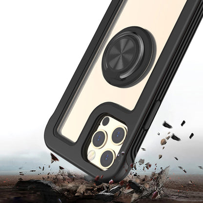 For Samsung Galaxy S22+ Plus Transparent Magnetic Ring Stand Hybrid with 360 Degree Rotation Kickstand Armor Bumper Defender  Phone Case Cover