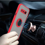 For Samsung Galaxy Note 8 Hybrid Protective PC TPU Shockproof with 360° Rotation Ring Magnetic Stand & Covered Camera Red Phone Case Cover