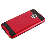 For Samsung Galaxy J3 V /J3 3rd Gen /Galaxy Express Prime 3 Dual Layer Hybrid Armor Rubber TPU Hard PC Shockproof Rugged Texture Red Phone Case Cover