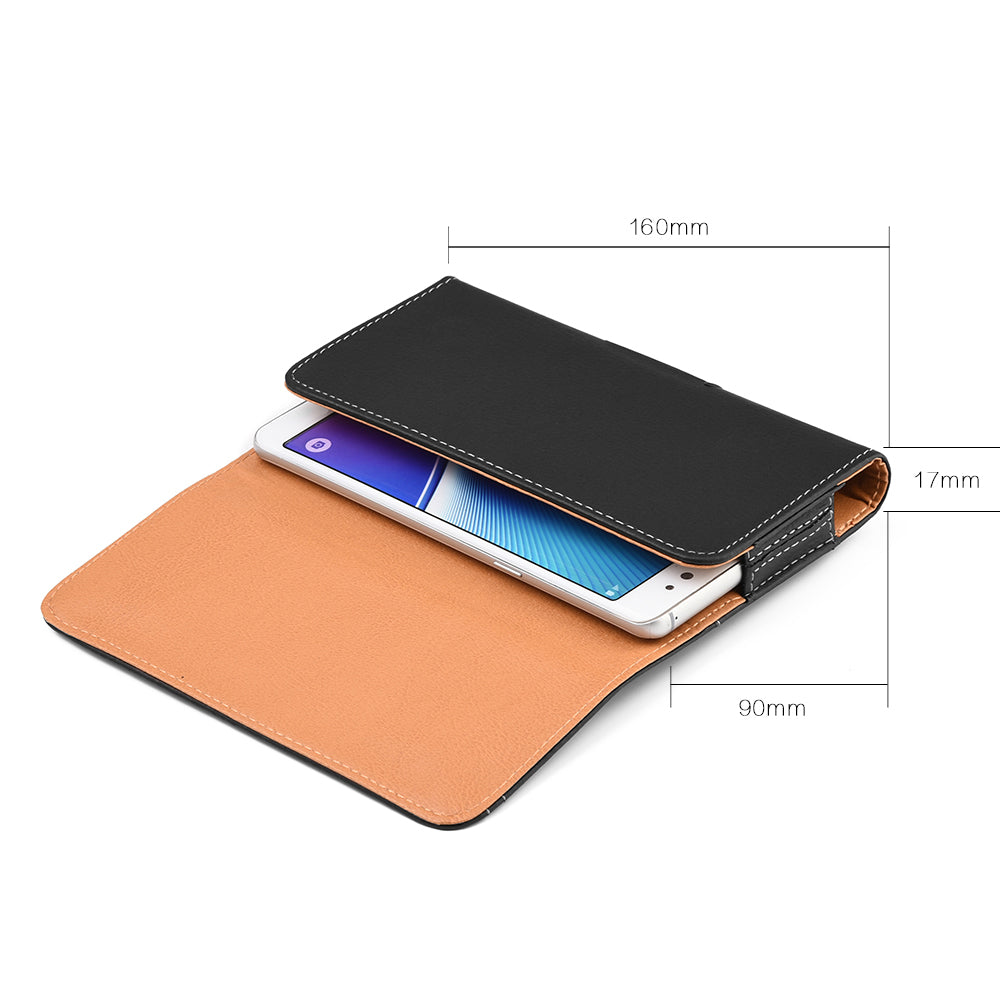 For Nokia C200 Horizontal Universal Carry Pouch Cell Phone Case PU Leather Holster Belt Clip Loop Card Slot & Magnetic Closure [Black]