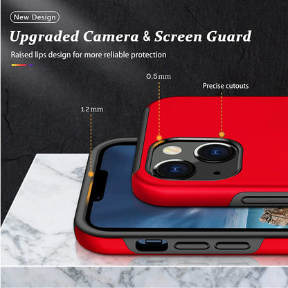 For Apple iPhone 14 /Plus Pro Max Hybrid Military Grade with Flat Metal Ring Stand 360° Rotation Kickstand Hard PC Back  Phone Case Cover