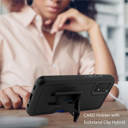For Apple iPhone 14 Plus (6.7") Armor Belt Clip with Credit Card Holder ID Slot, Holster, Kickstand Heavy Duty Hybrid  Phone Case Cover
