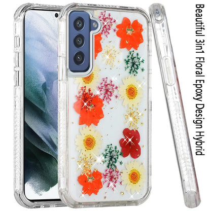 For Samsung Galaxy S22 Ultra Sparkle Glitter Floral Epoxy Design Shockproof Hybrid Fashion Bling Rubber TPU  Phone Case Cover