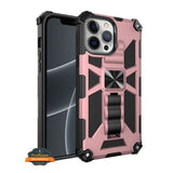 For Samsung Galaxy A71 5G Hybrid Cases Built in Magnetic Kickstand, Military Grade Bumper Heavy Duty Dual Layers Rugged Protective Rose Gold Phone Case Cover