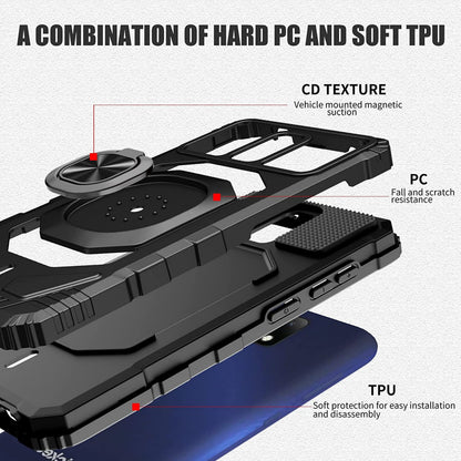 For Nokia C100 Full-Body 2in1 Magnetic Car Mount Metal Ring Holder Kickstand Heavy Duty Hybrid Armor Defender  Phone Case Cover