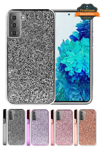 For Apple iPhone 13 Pro (6.1") Bling Rhinestone Diamond Shiny Glitter Hybrid Bumper Dual Layer Rugged Shell Hard PC TPU Rubber  Phone Case Cover