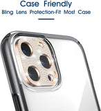 For Apple iPhone 14 Pro Max (6.7") Camera Lens Zinc Alloy With Diamond Bling Lens Protective Camera Decoration Silver Phone Case Cover