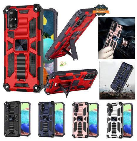 For Apple iPhone 14 (6.1") Heavy Duty Stand Hybrid Shockproof Rugged with Built-in Kickstand Fit Magnetic Car Mount  Phone Case Cover